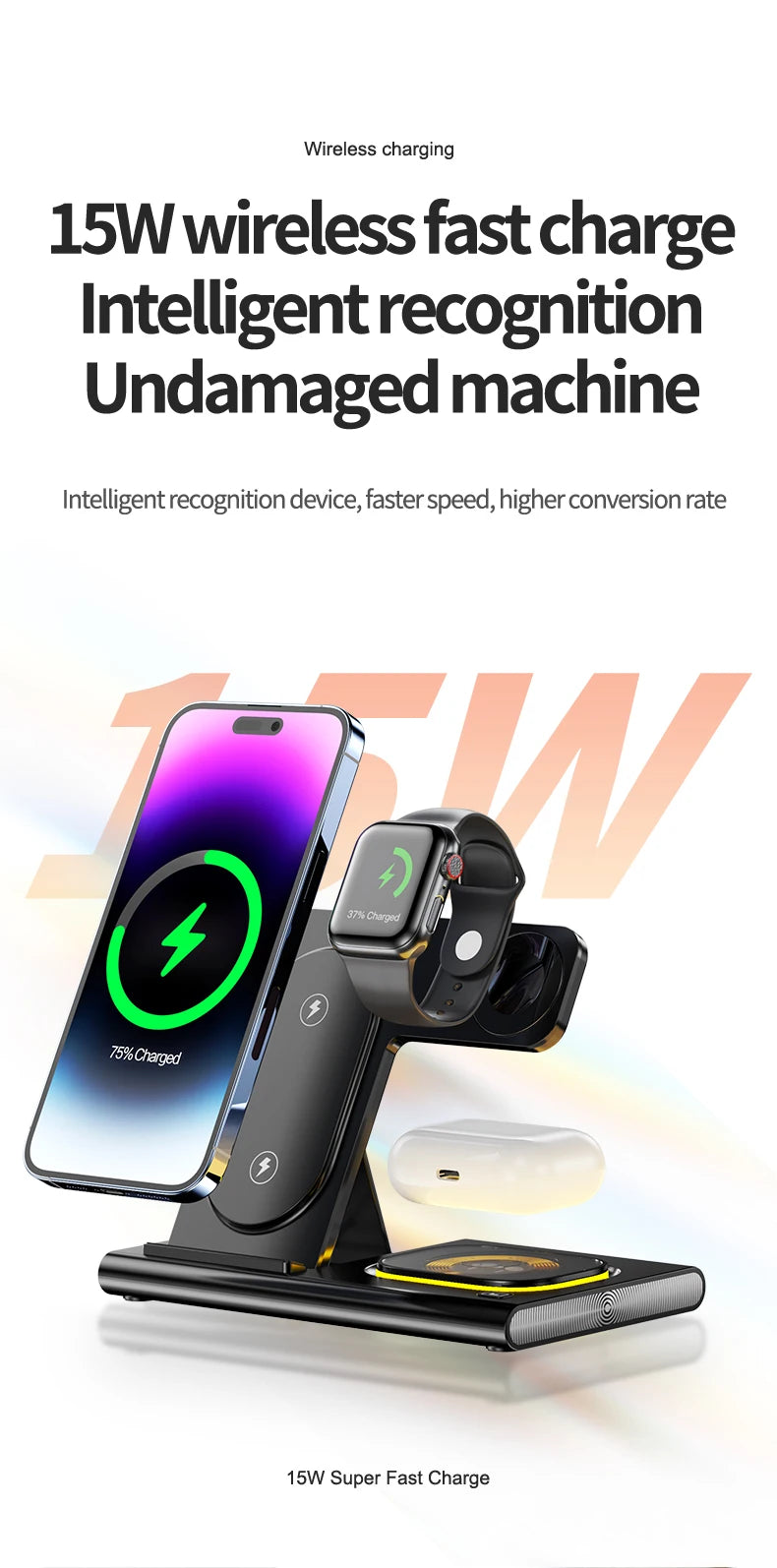 Wireless Charger Stand Pad 3 in 1