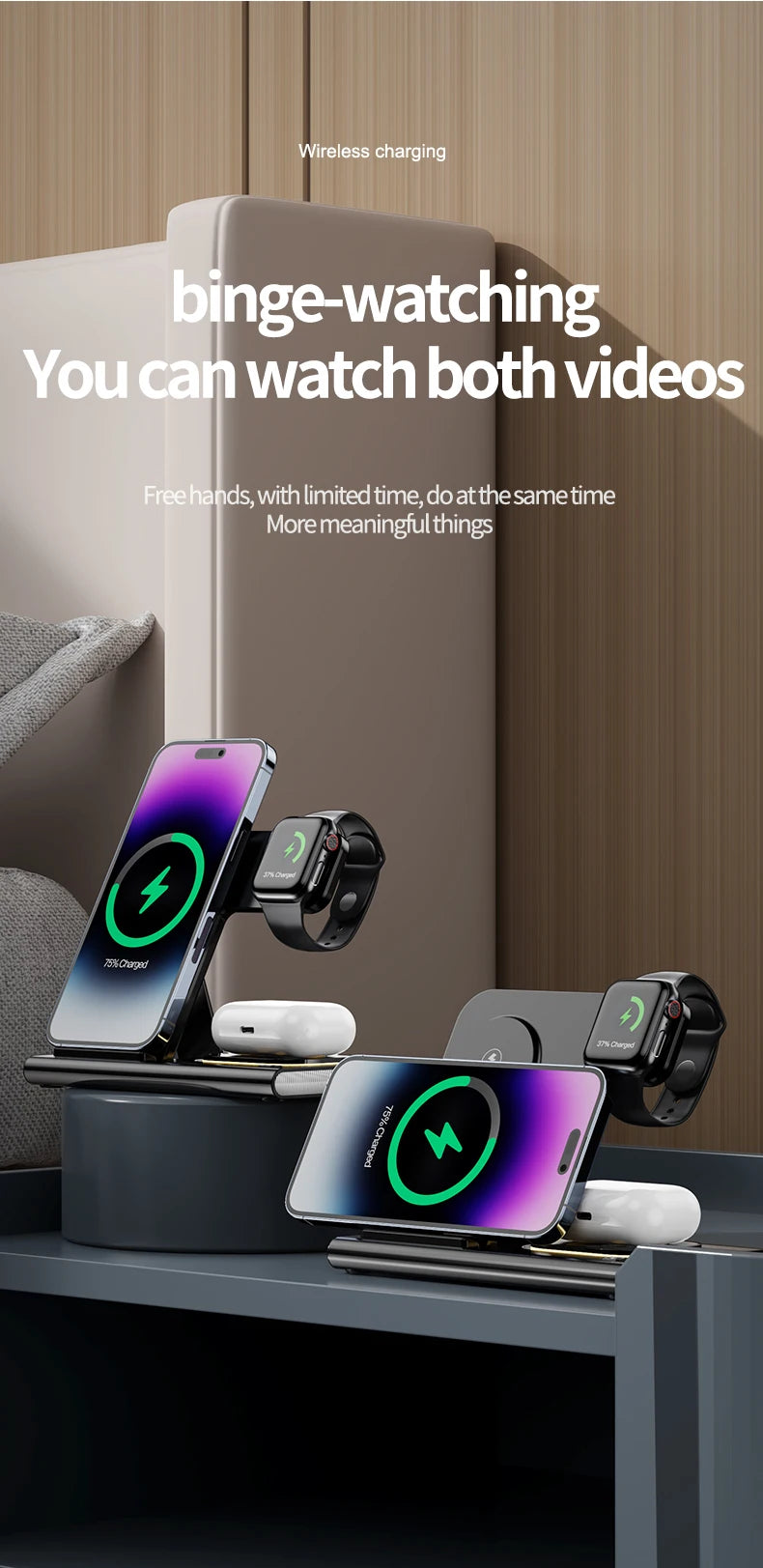 Wireless Charger Stand Pad 3 in 1